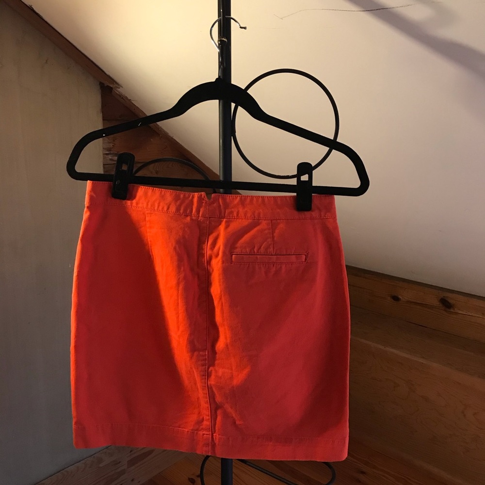 Gap Bright Orange Cotton Button Down Mini Skirt, … - image 2